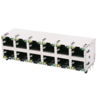 RJ45 Modular Jack 2X6 W/LED Shielded J26WF14A6DP01(Cross out PULSE J0B-5685ZNL-D)