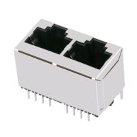RJ45 1x2 Tab Up Shielded without LED Gold Flash JU124101DNC7(Cross out TE 6116522-1/2 /Molex 44248-0085/ Amphenol RJHSE-J380-02 )